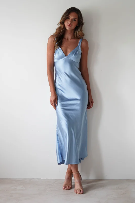 Bethanie Soft Satin Maxi Dress | Blue Tunics Fashionable trendy