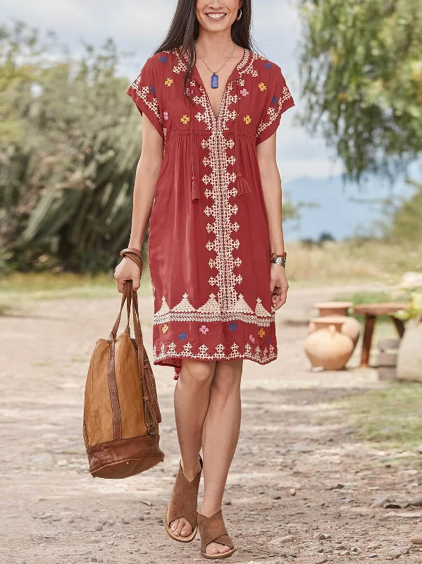 Casual Ethnic Print Dress Tunics Business professional