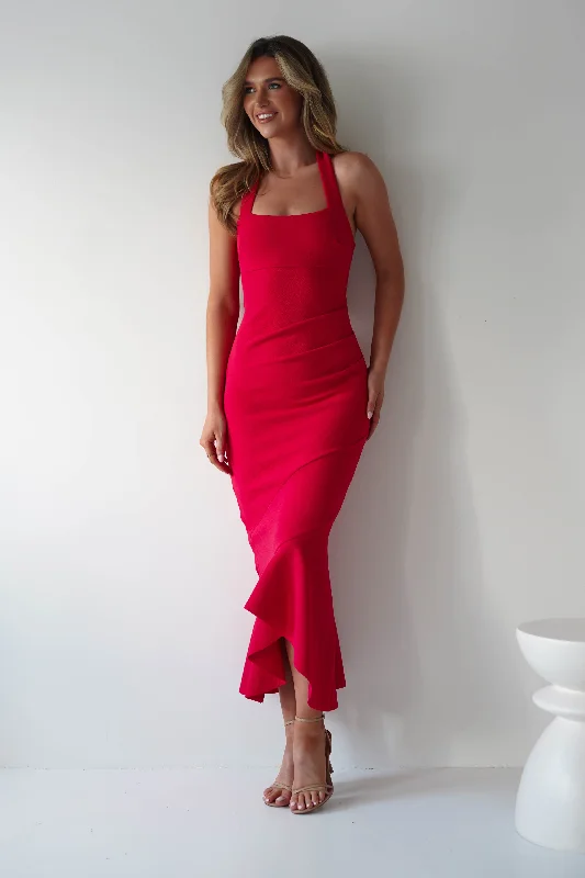 Damaris Textured Midi Dress | Red Tunics Vintage classic