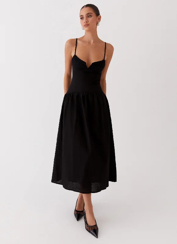 Louvelle Linen Maxi Dress - Black Tunics Recommended stylist