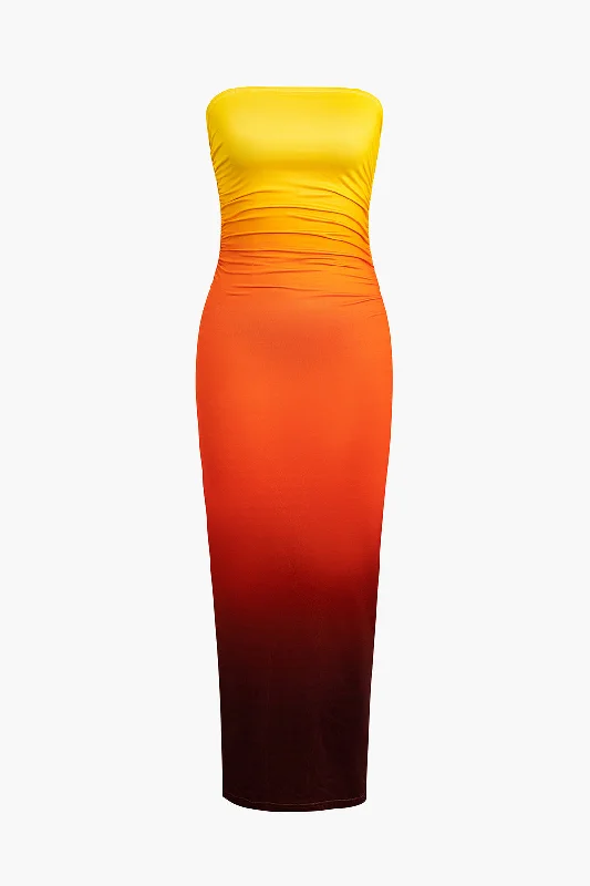 Ombre Strapless Midi Dress Tunics Ceremony elegant