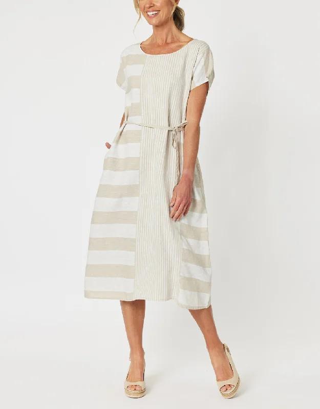 Patio Stripe Midi Dress - Natural Tunics Practical durable