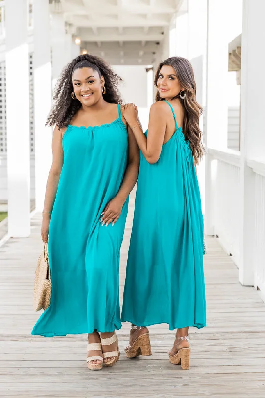 Choose Fate Teal High Neck Midi Dress FINAL SALE Tunics Versatile all-occasion