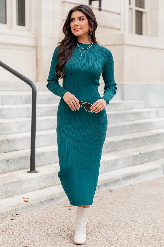 Timeless Beauty Teal Long Sleeve Midi Dress FINAL SALE Tunics Office stylish