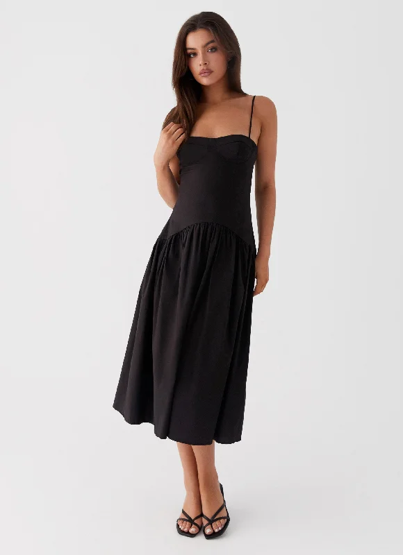 Yvette Corset Midi Dress - Black Tunics Seasonal trendy