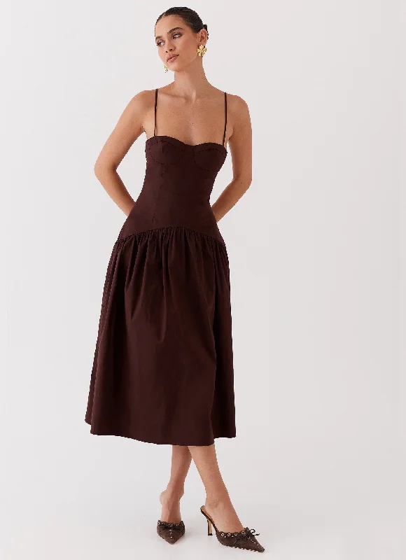 Yvette Corset Midi Dress - Chocolate Tunics Sophisticated sleek