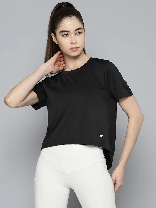 Alcis Women Anti Static Slim Fit Crop Sports T-shirt Basic T-Shirt Crew Neck Short Sleeve