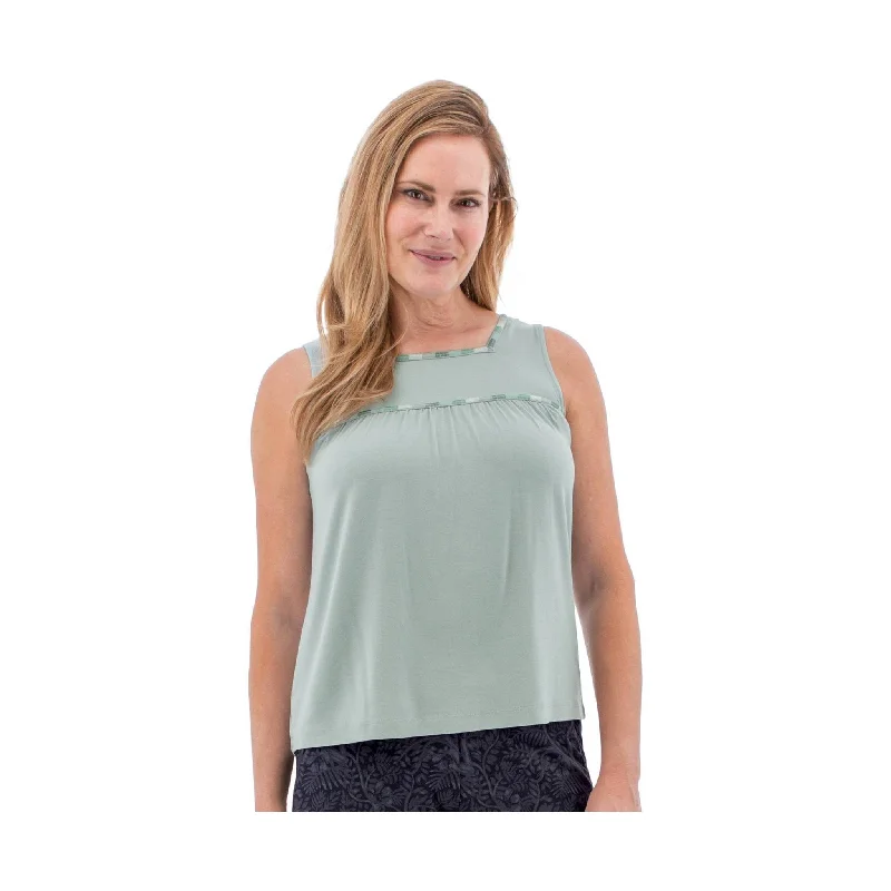 Aventura Women's Capella Tank Top - Grey Mist/Green - ONLINE STORE CREDIT/EXCHANGE ONLY Mesh Canvas Denim