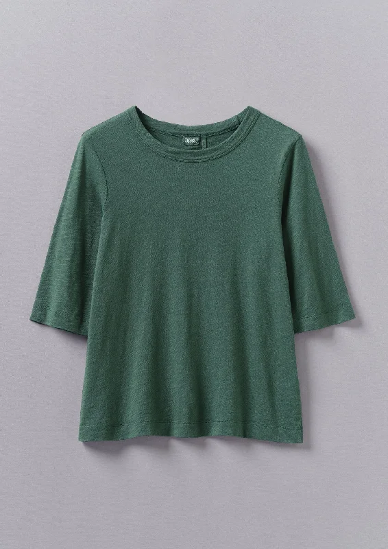 Cleo Garment Dyed Organic Cotton Tee | Marble Green Iron Safe Non-Iron Wrinkle Free