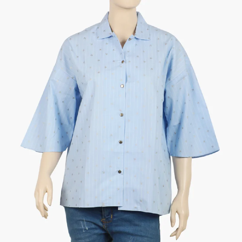 Eminent Women's Western Top - Light Blue Iron Safe Non-Iron Wrinkle Free