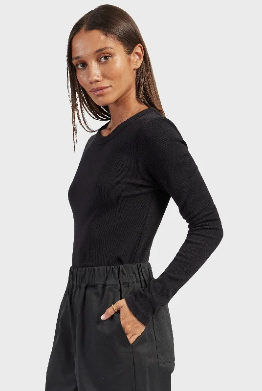 Essential Rib Long Sleeve Casual Formal Business