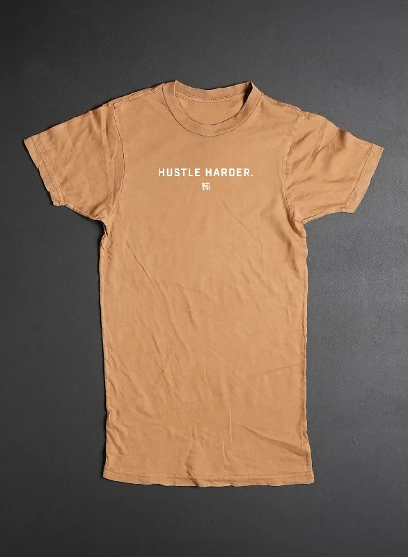 HUSTLE HARDER OVERSIZED TEE - CAMEL Terry Blend Velvet Blend Canvas Blend