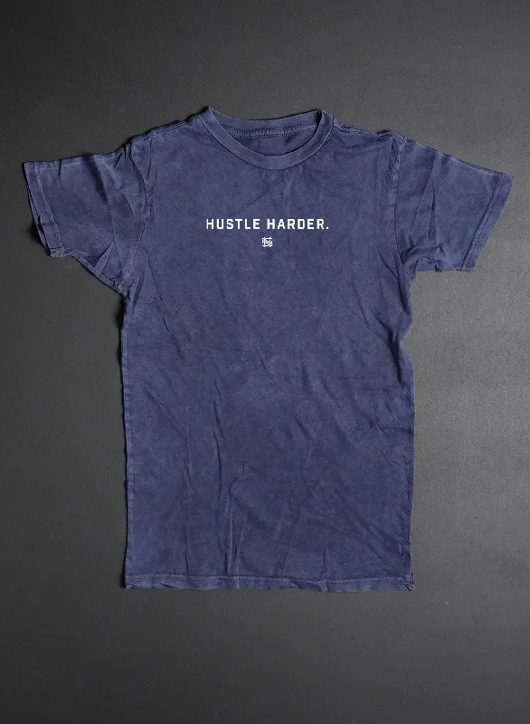 HUSTLE HARDER OVERSIZED TEE - NAVY Plaid T-Shirt Polka Dot Checkered