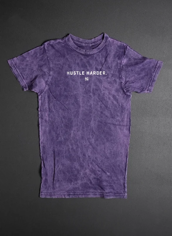 HUSTLE HARDER OVERSIZED TEE - PURPLE Graphic Embroidered Appliqued