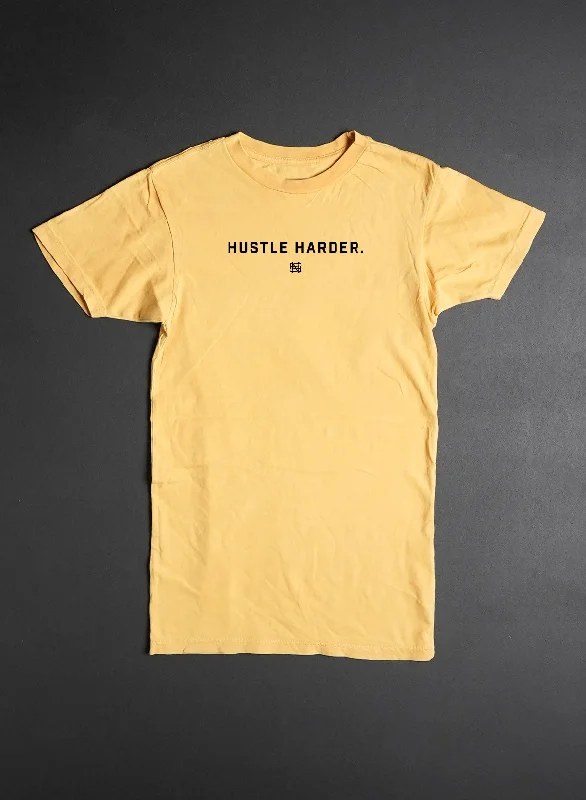 HUSTLE HARDER OVERSIZED TEE - YELLOW Striped Floral Plaid