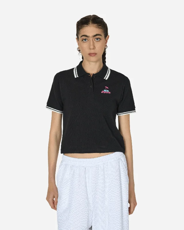 Poison Cherry Short Polo Shirt Black Mesh Blend Leather Blend Suede Blend