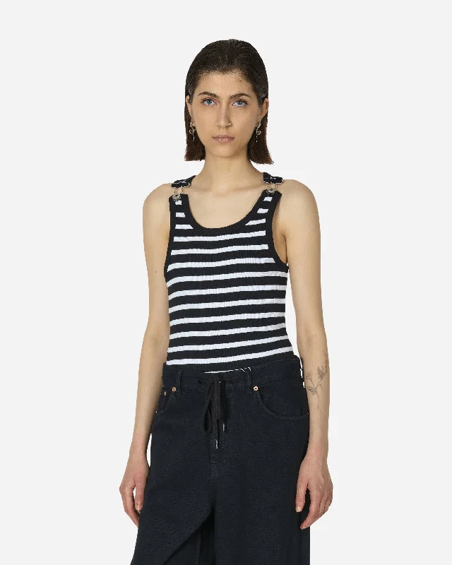 Strapped Marinière Tank Top Black / White Print Jacquard Patchwork