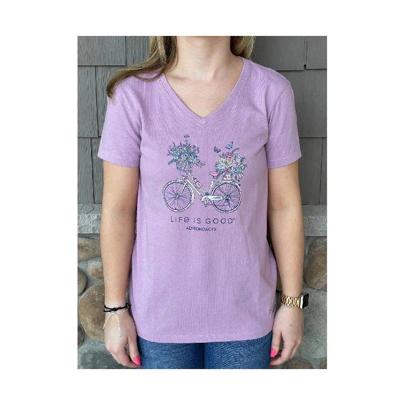 Life Is Good Women's Adirondacks Exclusive Bike Tee - Violet Purple Cozy Warm Stylish