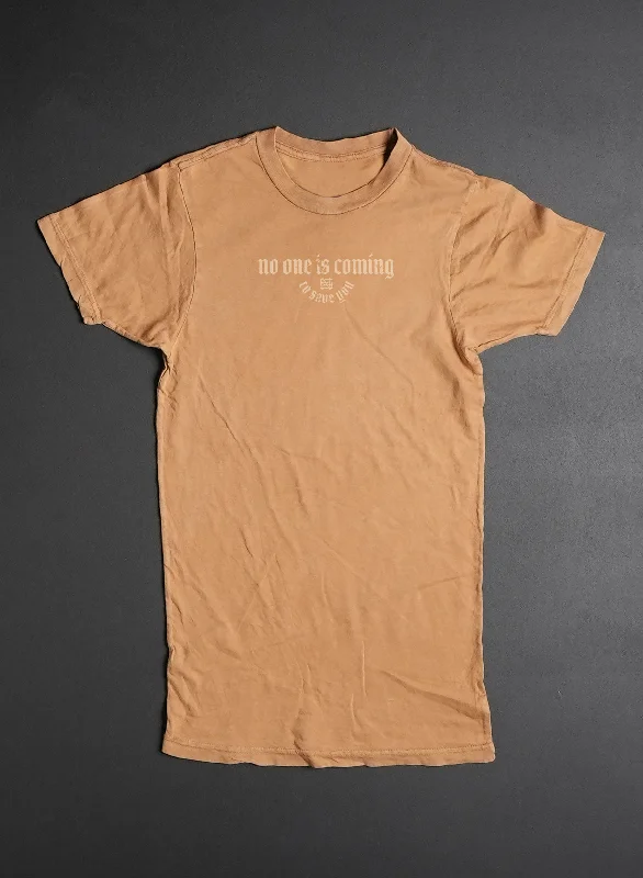 NO ONE IS COMING OVERSIZED TEE- CAMEL Silk Blend Satin Velvet