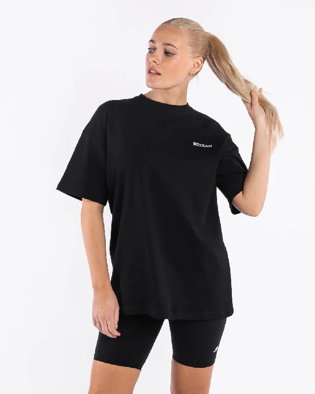 Johnson Oversized T-Shirt - Black Denim Fabric Leather Fabric Suede Fabric