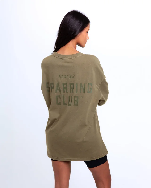 Sparring Club Oversized T-Shirt - Washed Olive Boxy Fit Fitted Loose