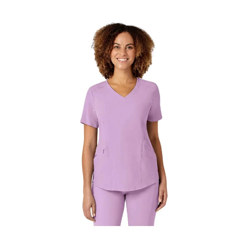 WonderWink Women's Renew V Neck Scrub Top - Violet Tulle - ONLINE STORE CREDIT/EXCHANGE ONLY Basic T-Shirt Crew Neck Short Sleeve