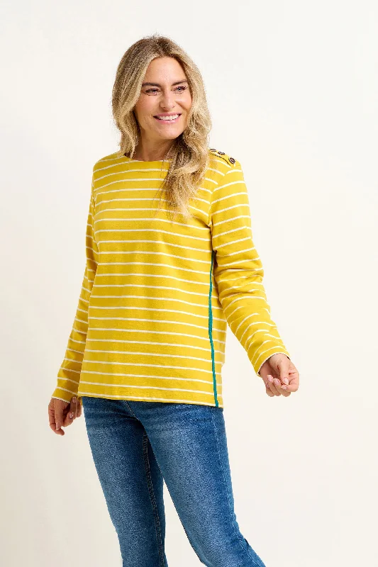 Yellow Bella Crew Asymmetrical Pockets Print