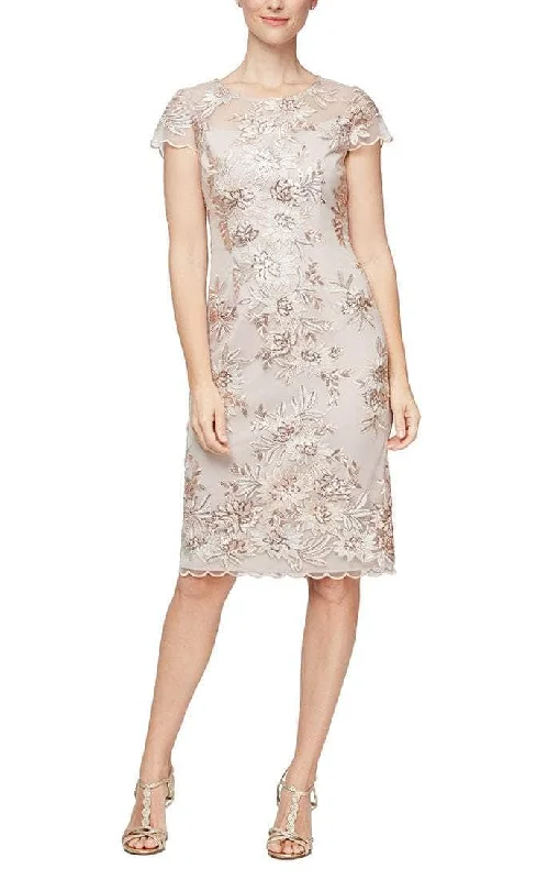 Alex Evenings - 8117953 Floral Laced Midi Dress Vintage-Inspired Floral