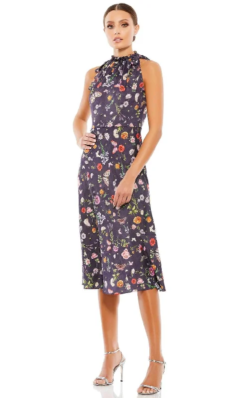 Ieena Duggal 55629 - Floral Print Halter Cocktail Dress Flowy Summer Skirt