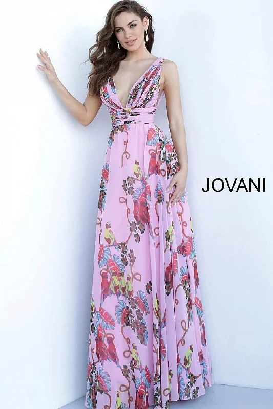 Jovani 1032 Long Formal Dress Classic Floral Print