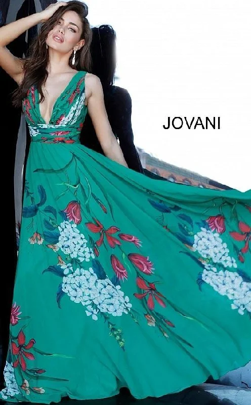 Jovani 1033 Long Formal Dress Summer Floral Skirt