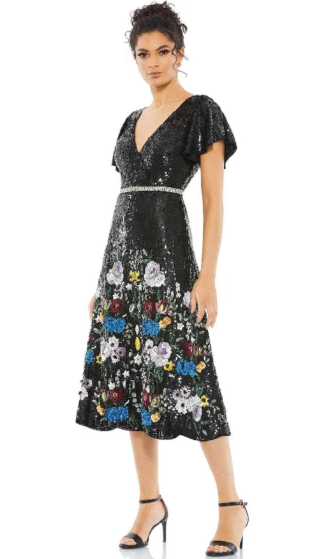 Mac Duggal 93594 - Floral Sequin A-Line Cocktail Dress Vintage Floral Design