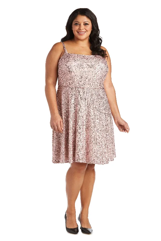 Morgan & Co 12890WM Short Plus Size Sequins Dress Soft Cotton Skirt