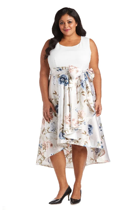 R&M Richards 7082W Plus Size High Low Floral Dress Spring Floral Skirt