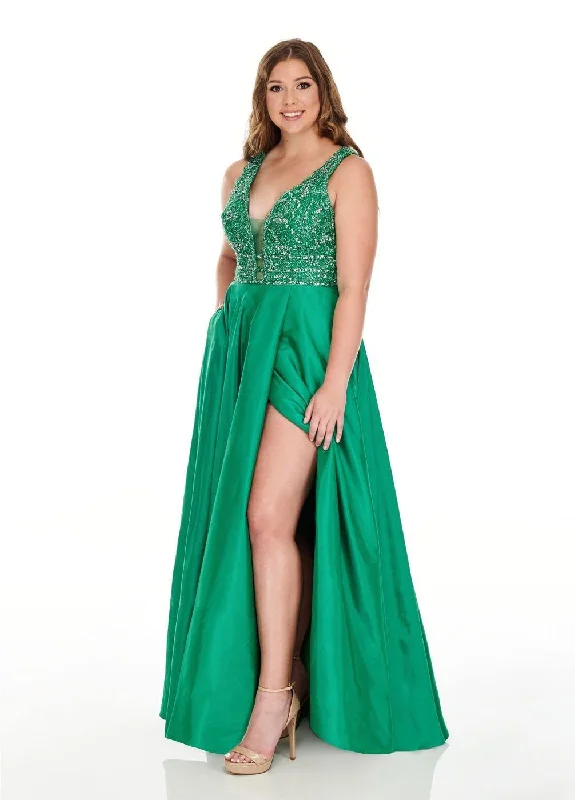 Rachel Allan Sexy Prom Long Dress Plus Size Light Floral Skirt