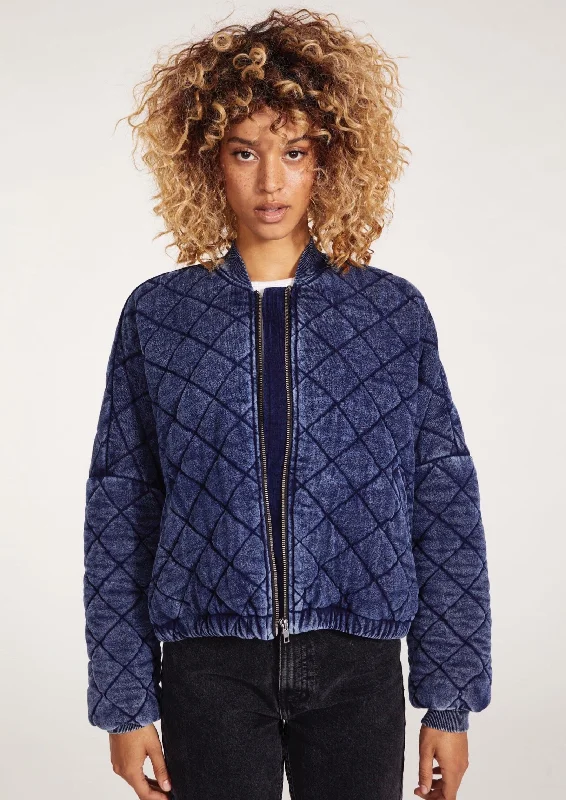 quilted bomber jacket Collared Crew Neck Turtle Neck