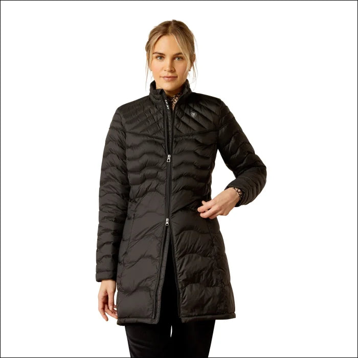 Ariat Womens Ideal Down Coat -Black Knit Woven Fleece