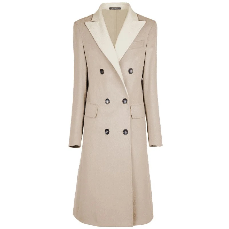 Beige Wool Vergine Jackets & Coat Fitted Jacket Loose Jacket Oversized Jacket