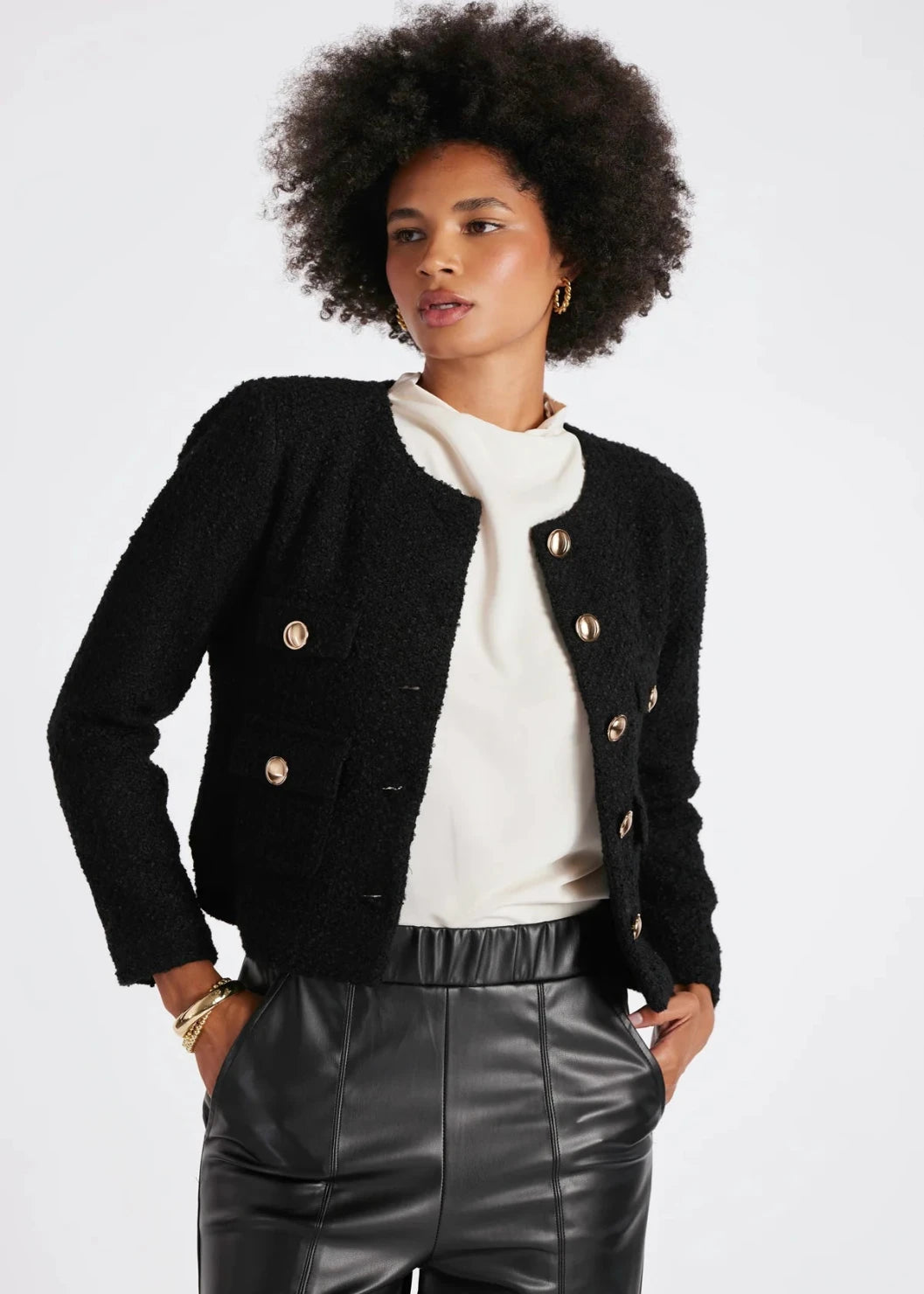 gold button blazer Fleece Down Feather