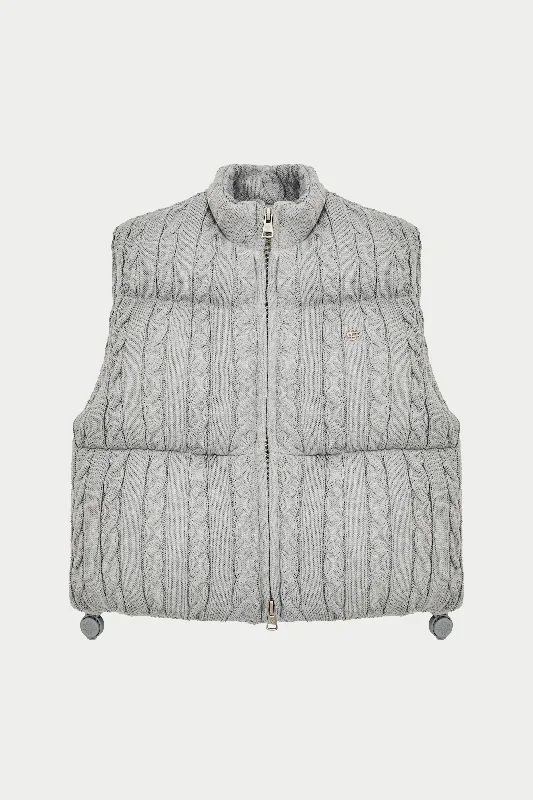 CABLE KNITTED GILET - GREY MARL Rayon Jacket Velvet Jacket Corduroy Jacket