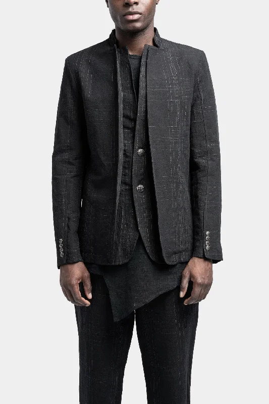 Linen blend blazer Checkered Wool Shacket