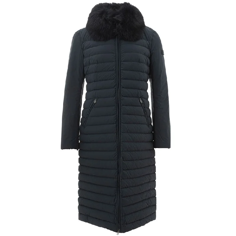 Chic Blue Polyamide Jacket for Sophisticated Style Elasticated Jacket Padded Jacket Insulated Jacket