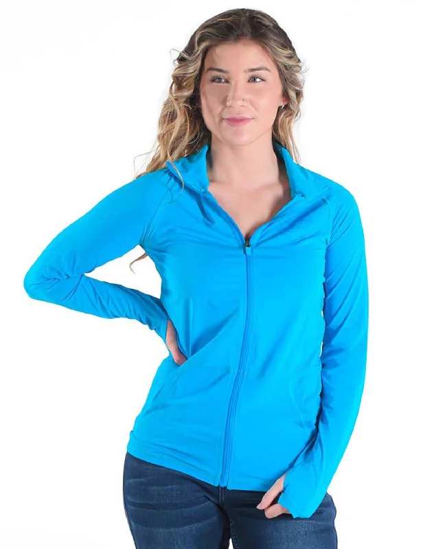 Cowgirl Tuff Womens Cooling UPF Aqua Nylon Softshell Jacket Lightweight Windbreaker