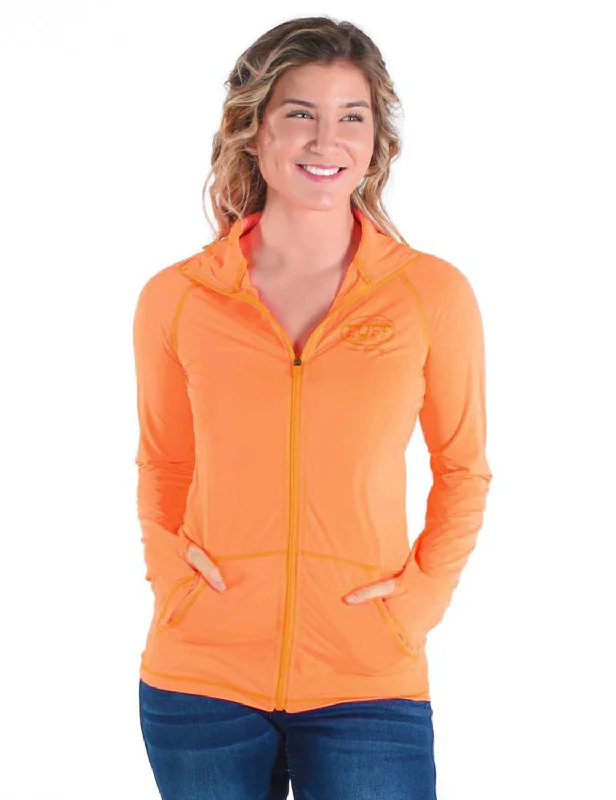 Cowgirl Tuff Womens Cooling UPF Tangerine Nylon Softshell Jacket Structured Wool Blazer