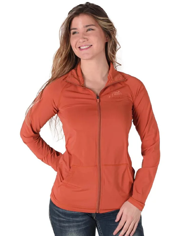 Cowgirl Tuff Womens Full Zip Cadet UPF Rust Nylon Softshell Jacket Military-Inspired Jacket