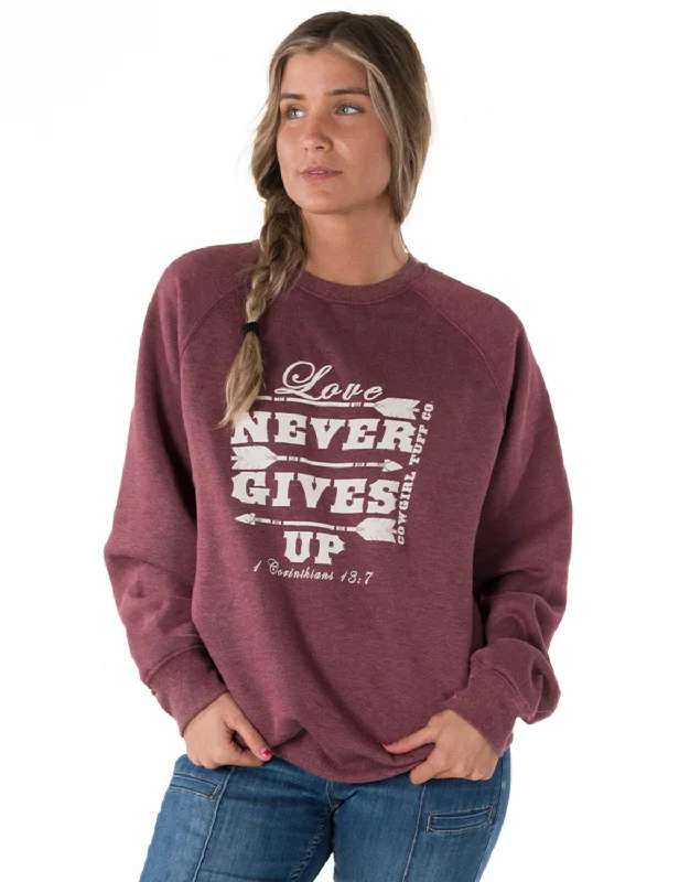 Cowgirl Tuff Womens Love Never Gives Up Wine Poly/Rayon Sweatshirt Relaxed Utility Shacket