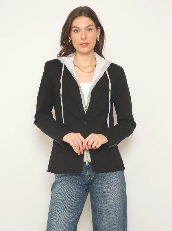 ponte classic dickie hoodie blazer Solid Print Jacquard