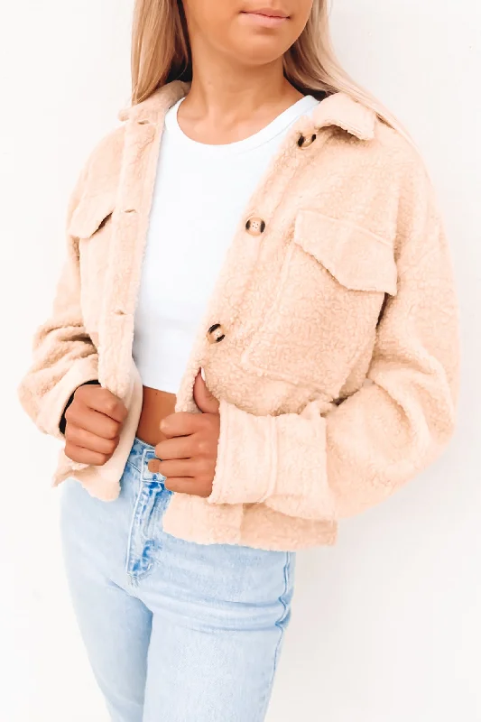 Dalen Teddy Jacket Beige Tailored Jacket Straight Jacket A-Line Jacket