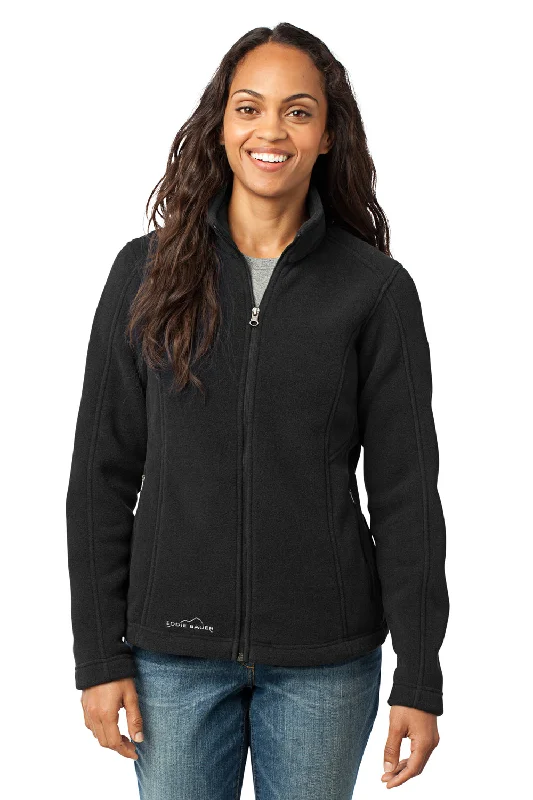 Eddie Bauer Womens Full Zip Fleece Jacket - Black Double-Breasted Trench