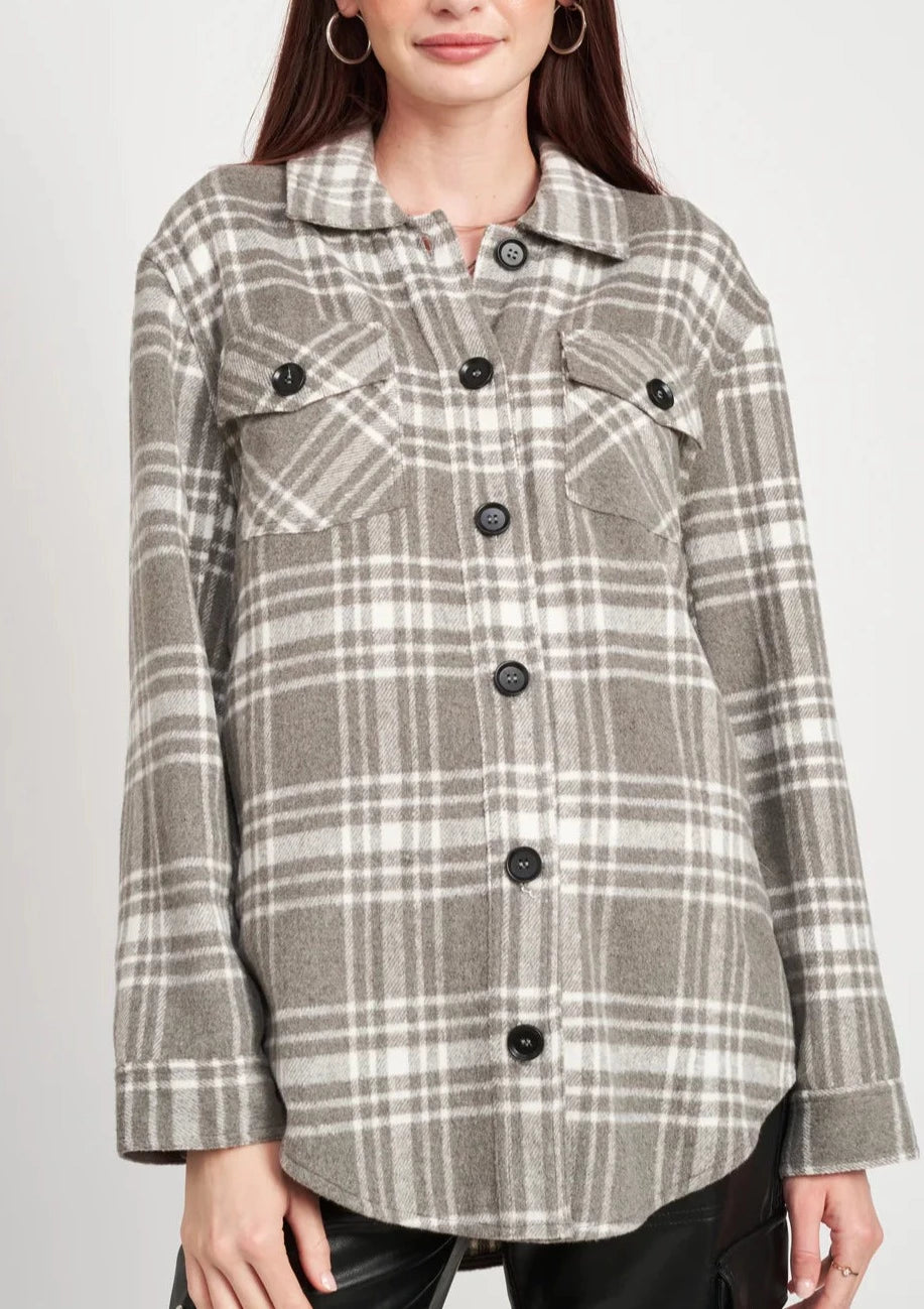 plaid shacket Turtleneck Wrap Cape